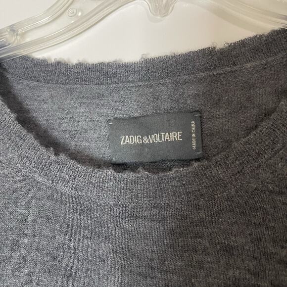Zadig & Voltaire gray long sleeve lightweight cashmere sweater medium -read - Picture 5 of 6